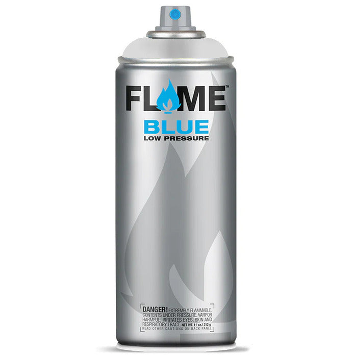 Flame Blue Spray Paint 400ml - Cool & Neutral Tones - Front View Of Transparent White
